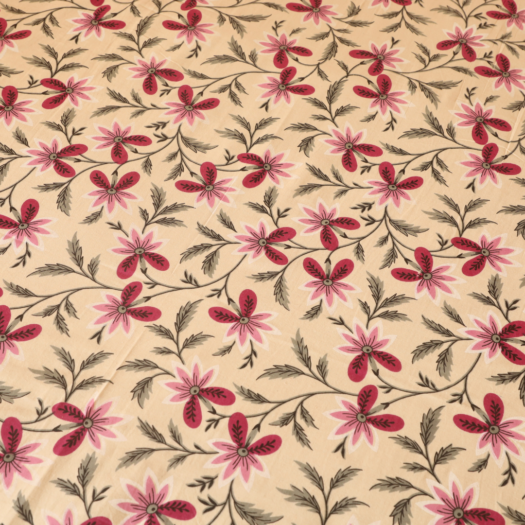 Soot Studio Gul Bahar Handblock Print Cotton Bedsheet with 2 Pillow Covers 210 TC  Size 100x108