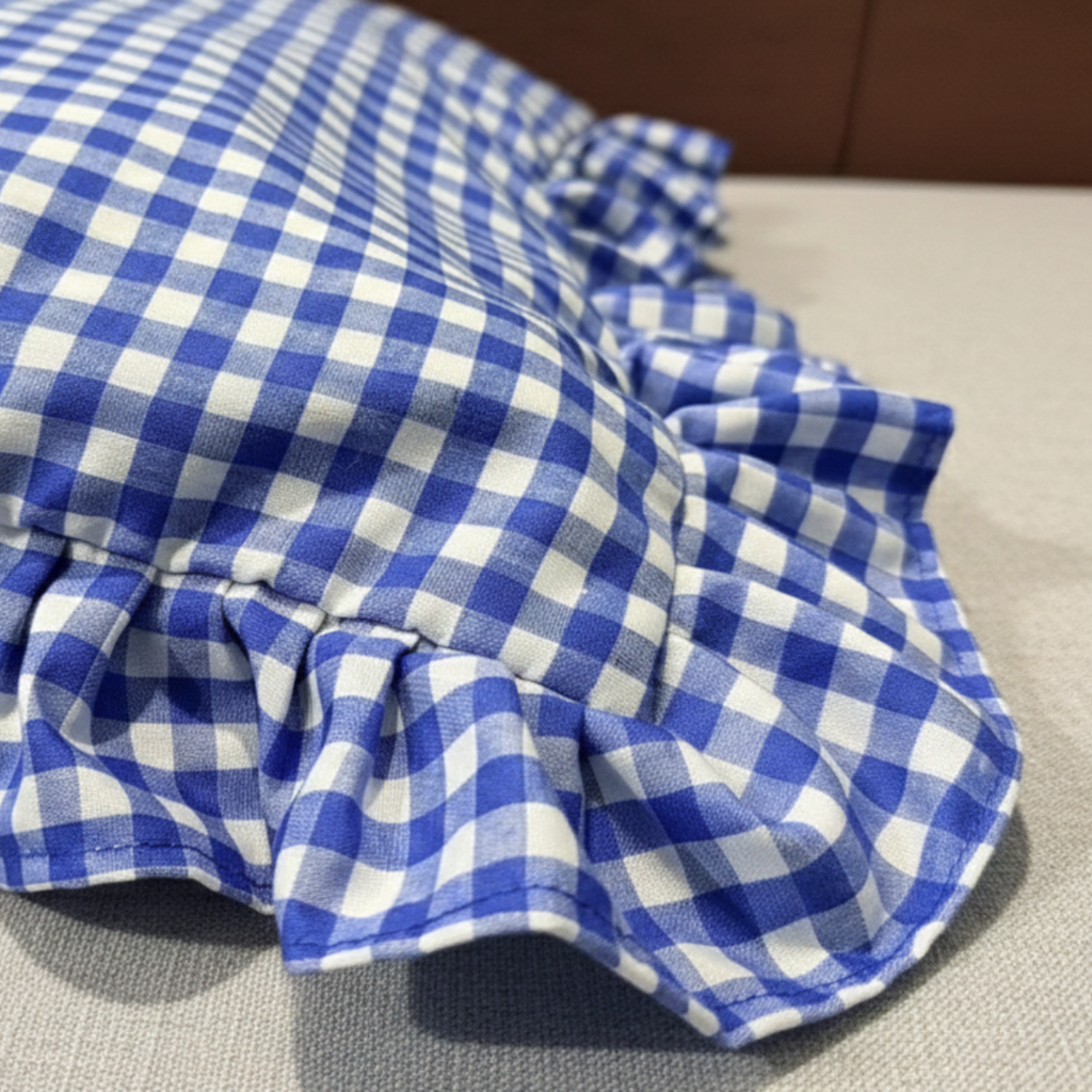 Soot Studio Cotton Blend Blue Checked Pillow Covers Pack of 2, Size 27x18 inches