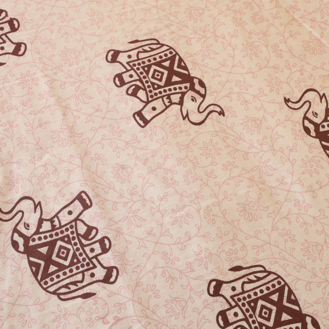 Soot Studio Gaja Hues Hand block Print Cotton Bedsheet with 2 Pillow Covers 210 TC Size 108x108