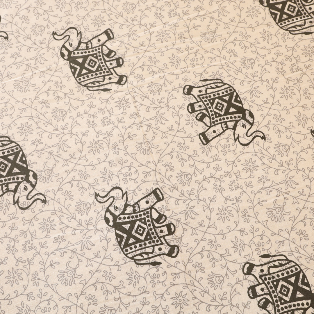 Soot Studio Gaja Hues Hand block Print Cotton Bedsheet with 2 Pillow Covers 210 TC Size 108x108