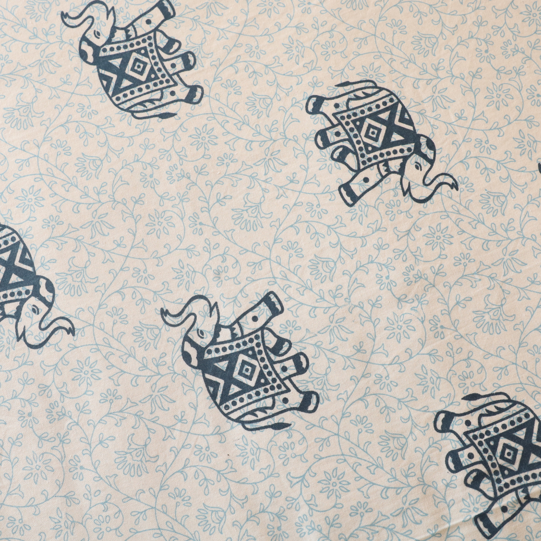 Soot Studio Gaja Hues Hand block Print Cotton Bedsheet with 2 Pillow Covers 210 TC Size 108x108