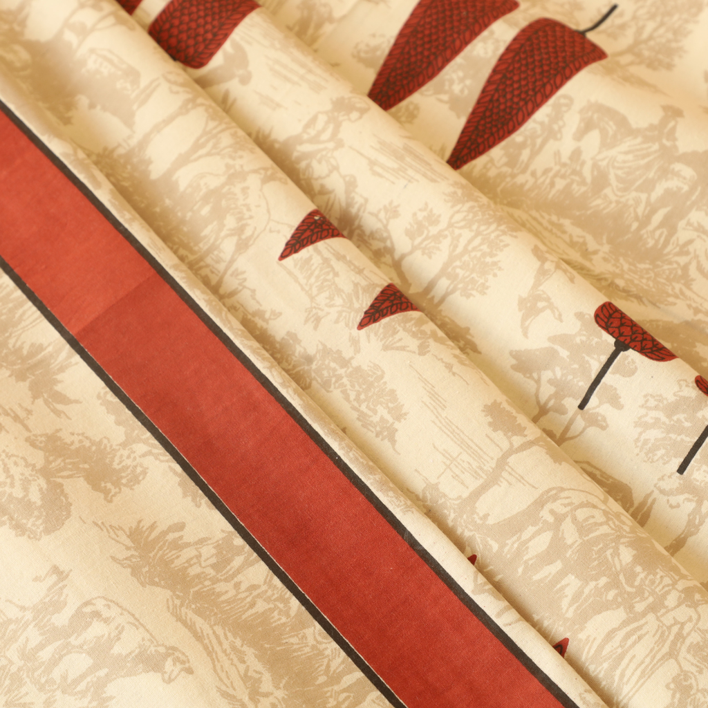 Soot Studio Char Bagh Hand block Print Cotton Bedsheet with 2 Pillow Covers 210 TC Size 100x108