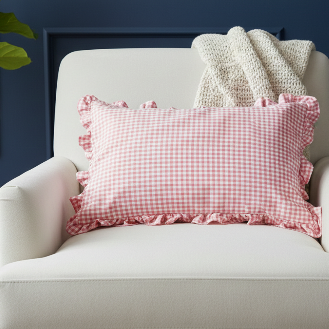 Soot Studio Cotton Blend Checked Pillow Covers Pack of 2, Size 27x18 inches